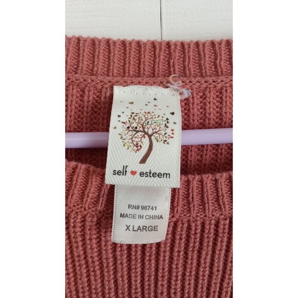 Self-esteem Mauve knit and sheer ruffle bottom tunic long sleeve - Picture 3 of 5